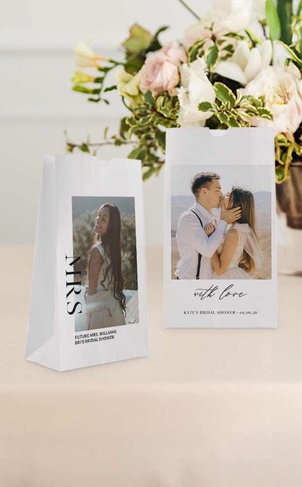 Category Slider - Custom Photo Printed Stand Up Goodie Bags - Bridal Shower